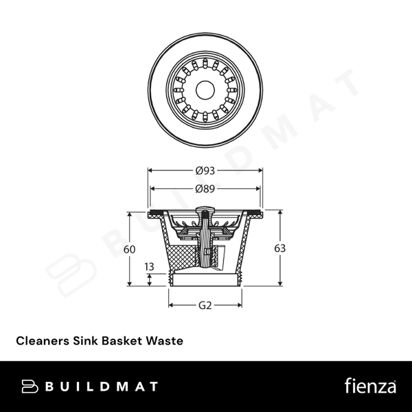Fienza Cleaners Sink Basket Waste Stainless Steel