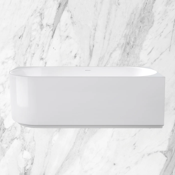 Otti Attica Celine 1700mm Right Corner Bath with Overflow Gloss White