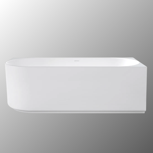 Otti Attica Celine 1700mm Right Corner Bath with Overflow Matte White