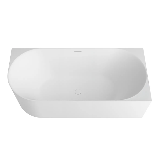 Otti Attica Celine 1700mm Right Corner Bath with Overflow Matte White