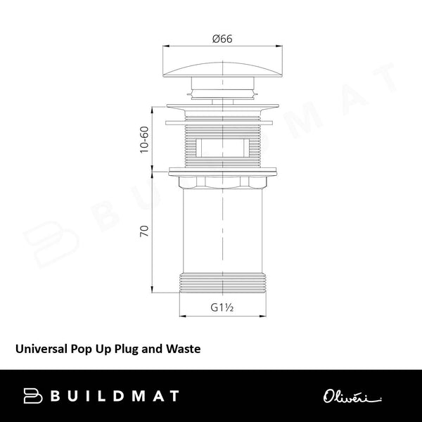 Oliveri Universal Pop Up Plug And Waste Gloss White