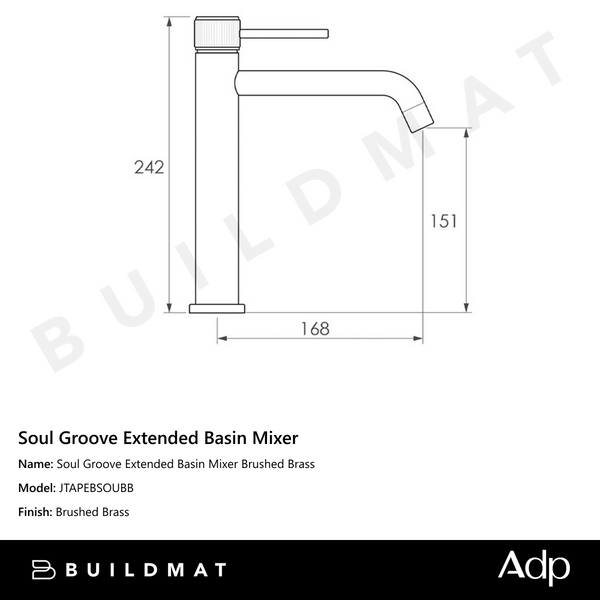 ADP Soul Groove Extended Basin Mixer Brushed Brass