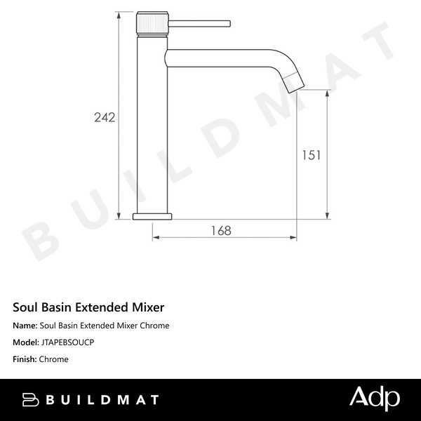 ADP Soul Basin Extended Mixer Chrome