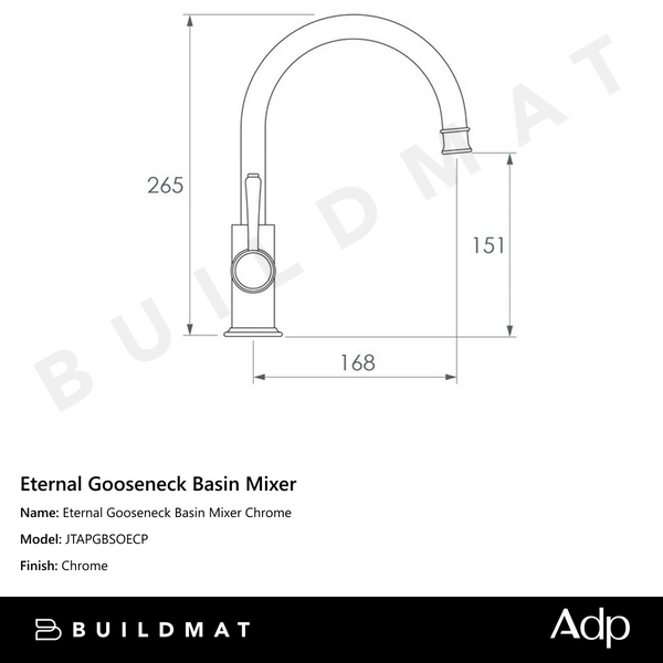 ADP Eternal Gooseneck Basin Mixer Chrome
