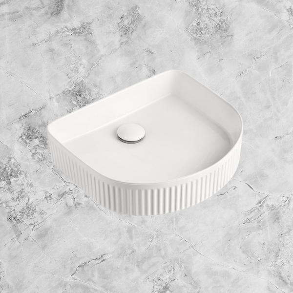 ADP Arch Fluted Above Counter Basin Gloss White