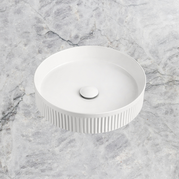 ADP Round Fluted Above Counter Basin Gloss White