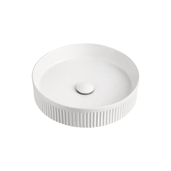 ADP Round Fluted Above Counter Basin Gloss White