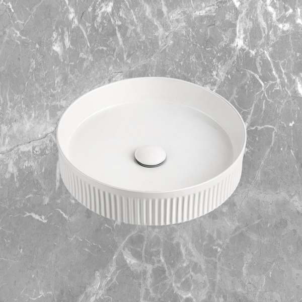 ADP Round Fluted Above Counter Basin Matte White