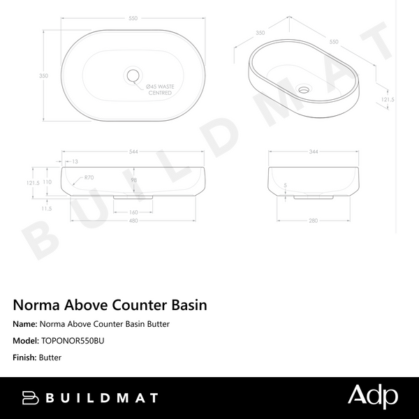 ADP Norma Above Counter Basin Butter