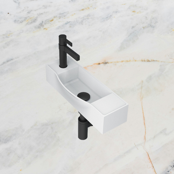 ADP Halo Wall Basin Gloss White Left Tap Hole