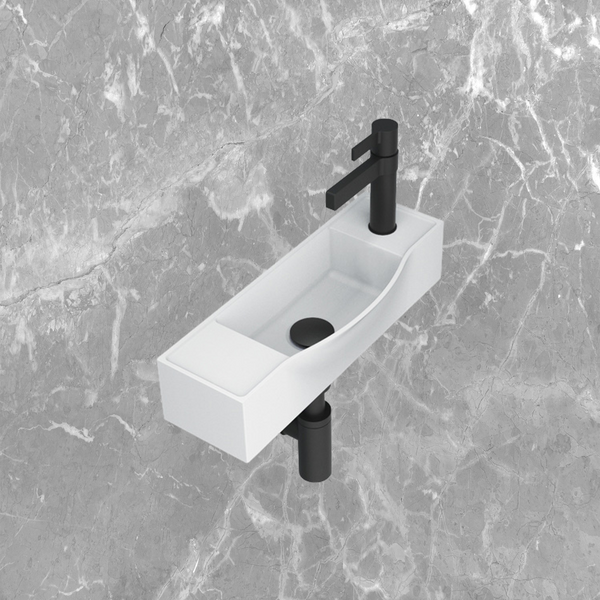 ADP Halo Wall Basin Gloss White Right Tap Hole