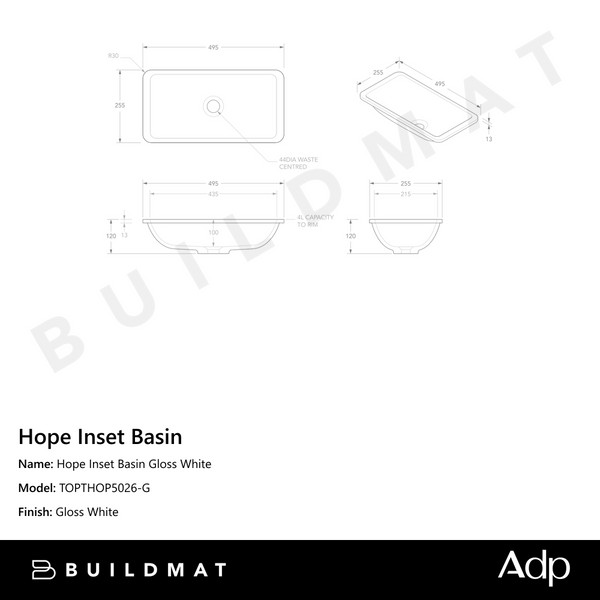 ADP Hope Inset Basin Gloss White