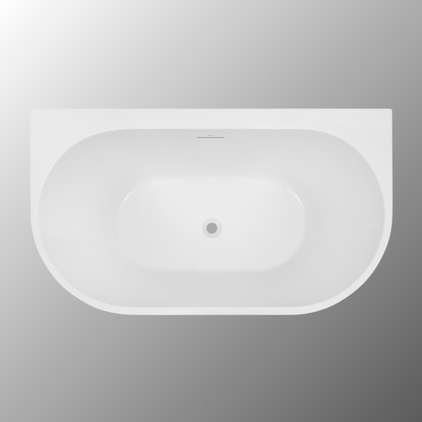 Decina Alegra 1400mm Back to Wall Freestanding Bath with Integrated Overflow Gloss White
