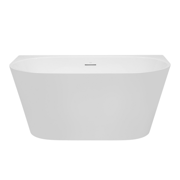 Decina Alegra 1400mm Back to Wall Freestanding Bath with Integrated Overflow Gloss White