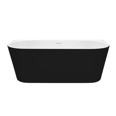 Decina Alegra 1700mm Back to Wall Freestanding Bath with Integrated Overflow Gloss Black