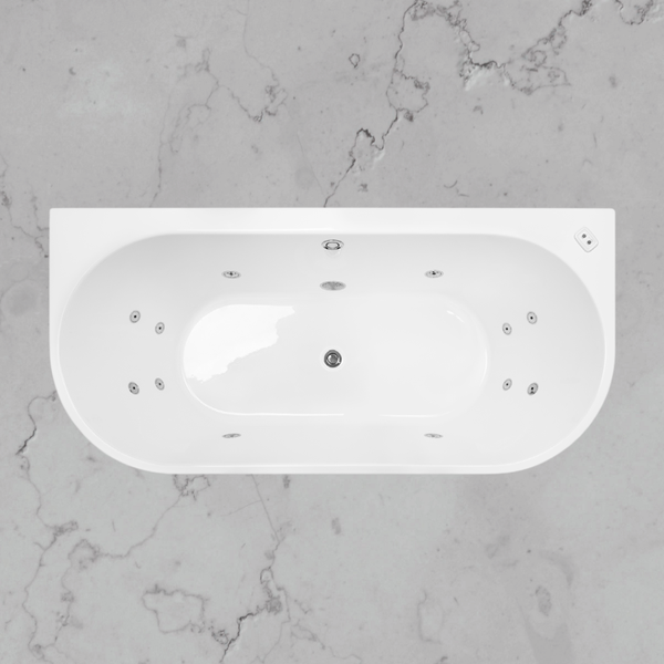 Decina Alegra 1700mm Contour Back to Wall Freestanding Bath White