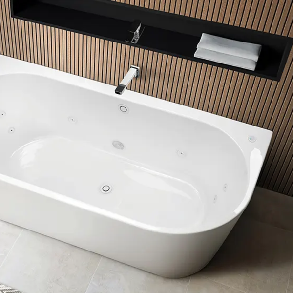 Decina Alegra 1700mm Contour Back to Wall Freestanding Bath White