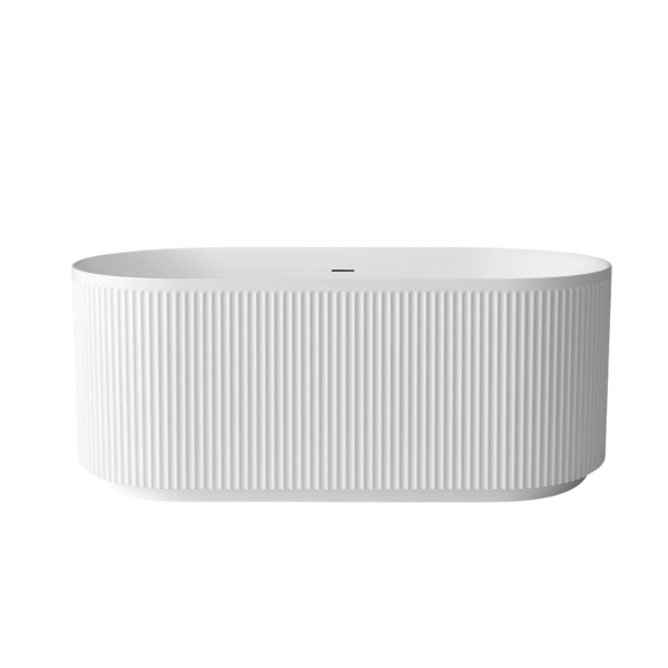Otti Attica Havana 1500mm Fluted Freestanding Bath With Overflow Gloss White