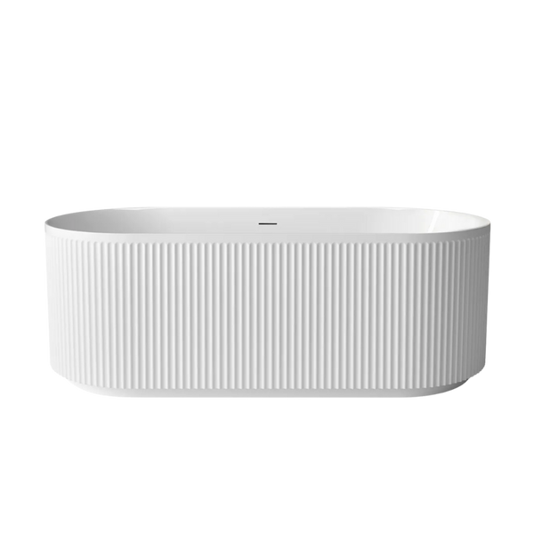 Otti Attica Havana 1700mm Fluted Bath with Overflow Gloss White