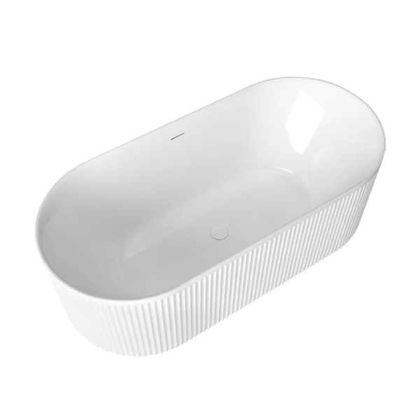Otti Attica Havana 1700mm Fluted Bath with Overflow Gloss White