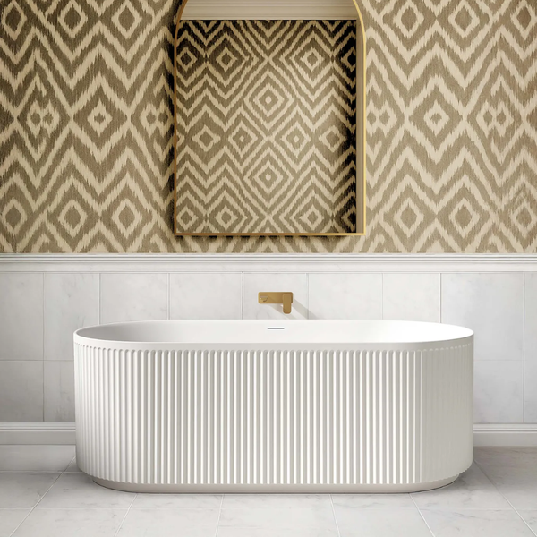 Otti Attica Havana 1700mm Fluted Bath with Overflow Gloss White