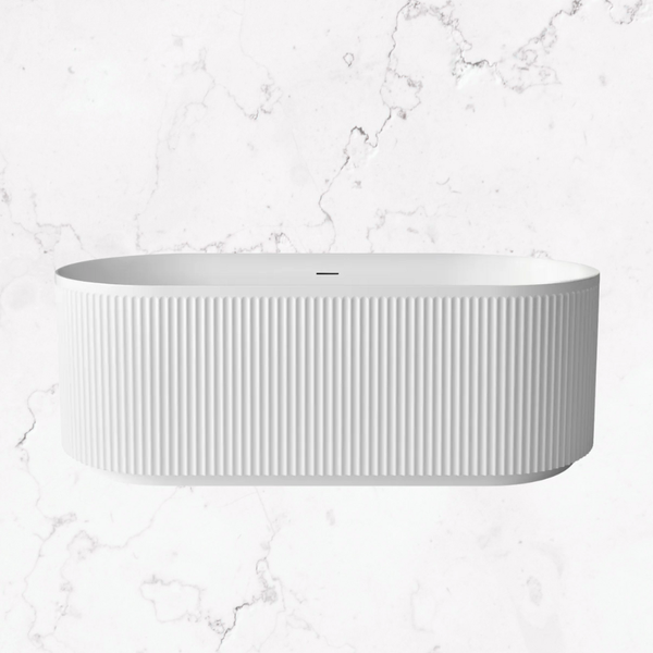 Otti Attica Havana 1700mm Fluted Bath with Overflow Matte White