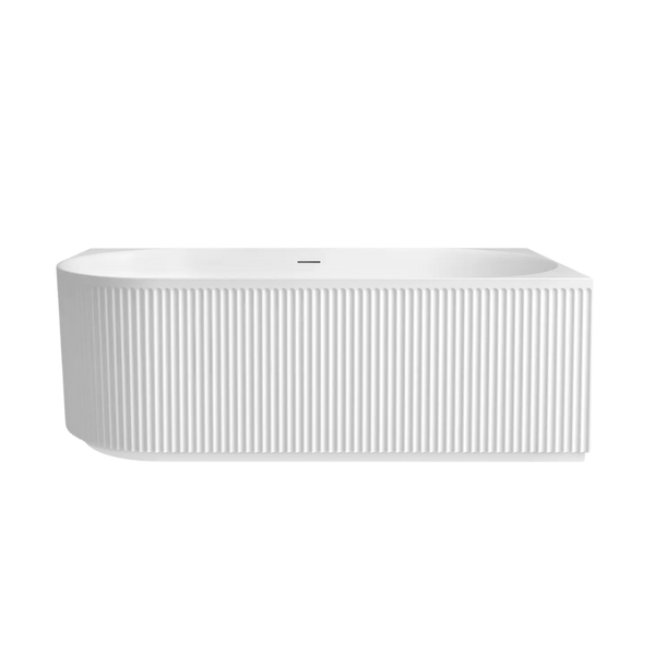 Otti Attica Havana 1700mm Fluted Right Corner Bath with Overflow Matte White