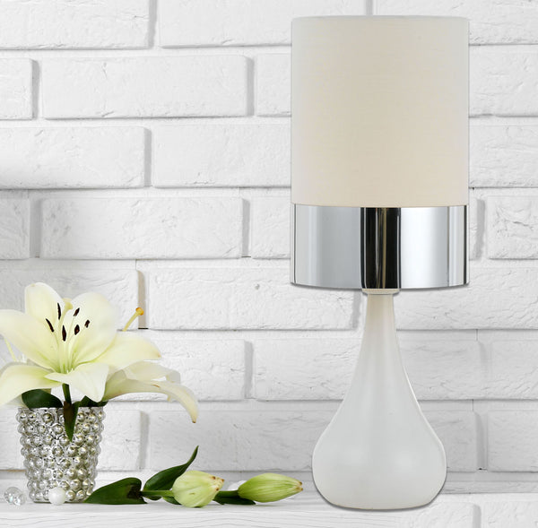 Telbix Akira Ceramic Table Lamp White Chrome