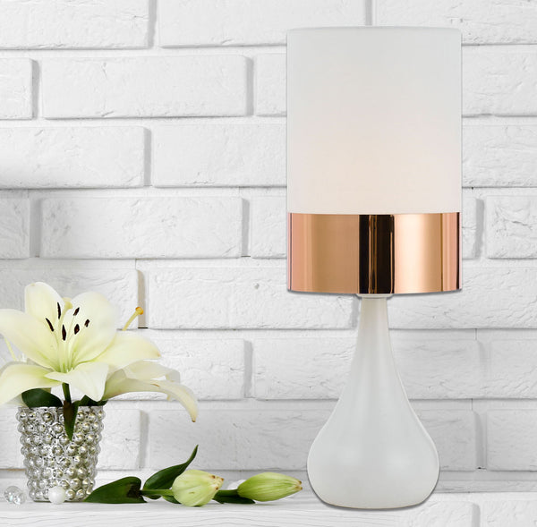 Telbix Akira Ceramic Table Lamp White Copper