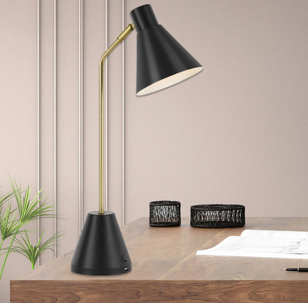 Telbix Ambia Table Lamp With USB Black