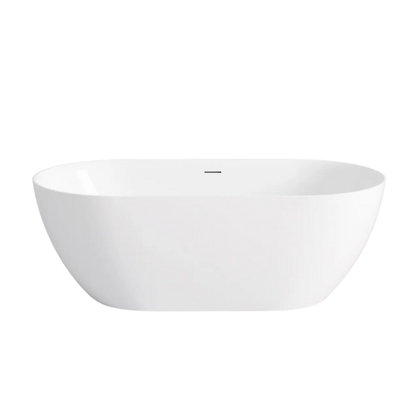 Otti Attica Manolo 1300mm Freestanding Bath with Overflow Gloss White