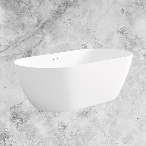 Otti Attica Manolo 1300mm Freestanding Bath with Overflow Gloss White