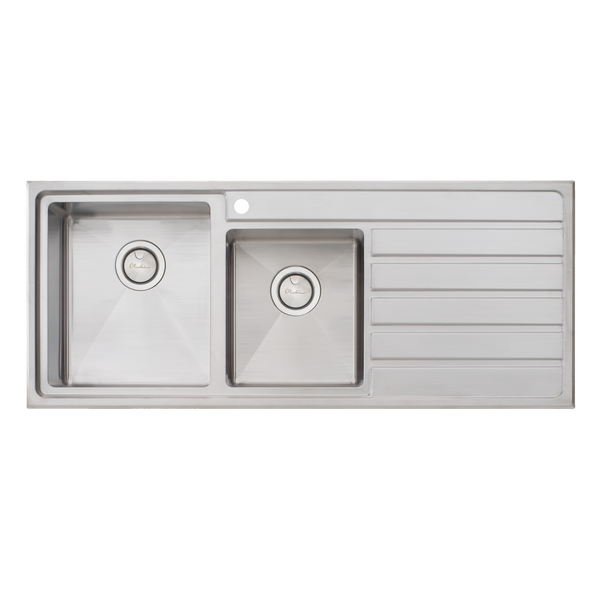 Oliveri Apollo 1 And 3/4 Bowl Sink With Right Drainboard Stainless Steel