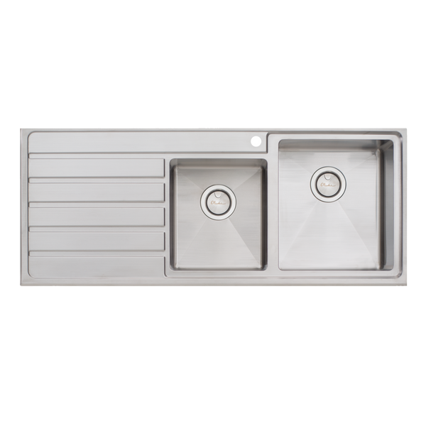 Oliveri Apollo 1 And 3/4 Bowl Sink With Left Drainboard Stainless Steel