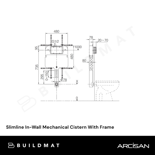 Arcisan Slimline In-Wall Mechanical Cistern With Frame