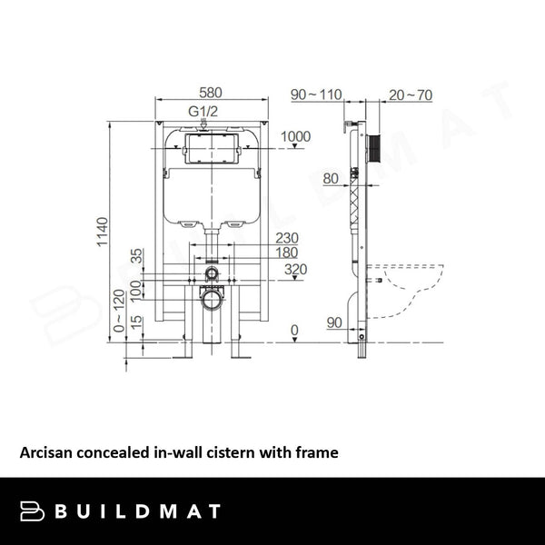 Arcisan Low Concealed In-Wall Cistern with Frame