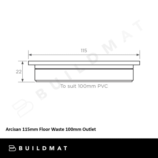 Arcisan 115mm Floor Waste 100mm Outlet Brushed Nickel