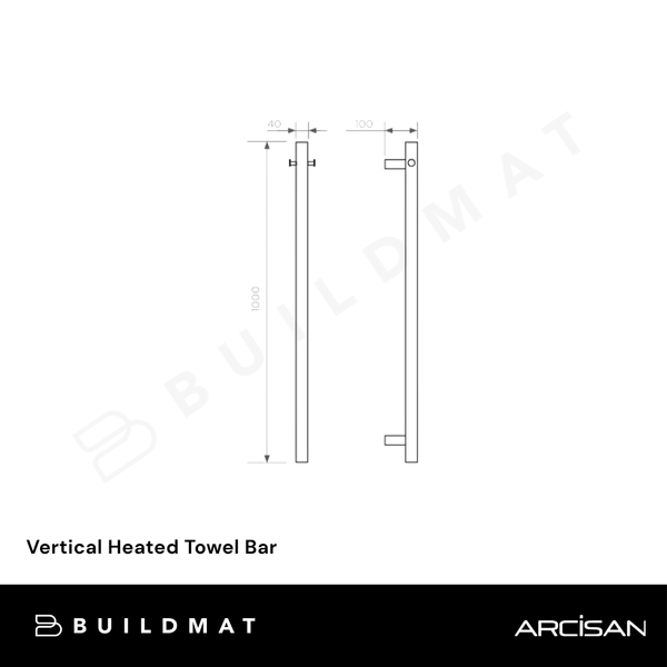 Arcisan Vertical Heated Towel Bar Brushed Nickel