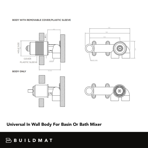 Arcisan Universal In Wall Body For Basin Or Bath Mixer (Handle Down)