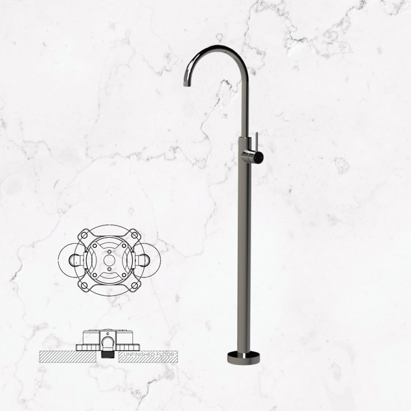 Arcisan In-Floor Body for Freestanding Bath Mixer