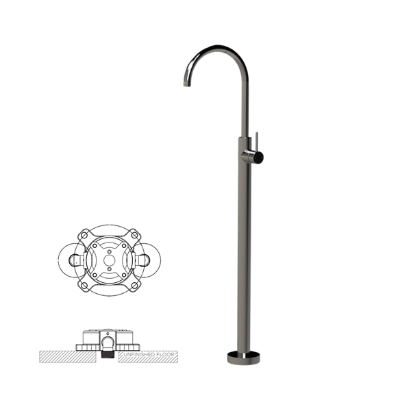 Arcisan In-Floor Body for Freestanding Bath Mixer