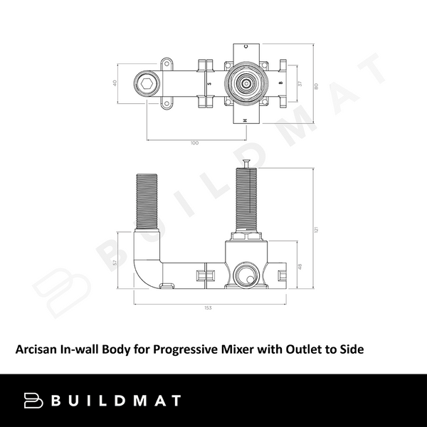 Arcisan In-wall Body for Progressive Mixer with Outlet to Side