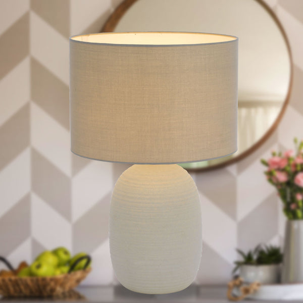 Telbix Arbro Ceramic Table Lamp Grey