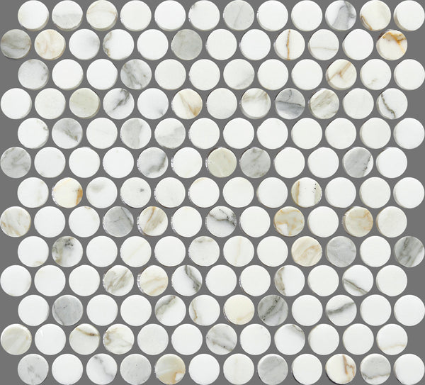 Tiles Callisto Calacatta Gold Penny Round Honed 23 x 23mm