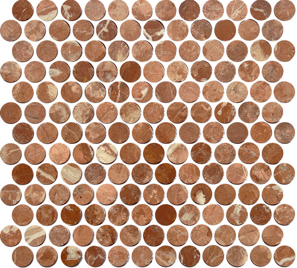 Tiles Callisto Rojo Alicante Penny Round Honed 23 x 23mm