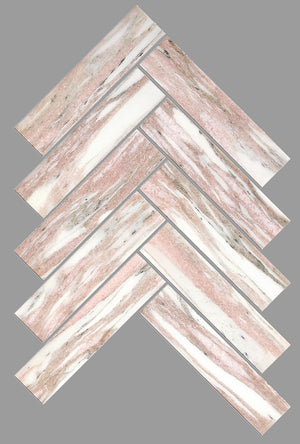 Tiles Callisto Norwegian Pink Herringbone Honed 35 x 150mm