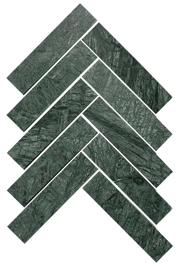 Tiles Callisto Indian Green Herringbone Honed 35 x 150mm