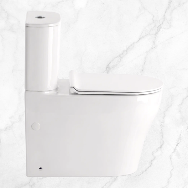 American Standard Cygnet Hygiene Rim Overheight Round Close Coupled Back to Wall Toilet Suite (Bottom Inlet) White