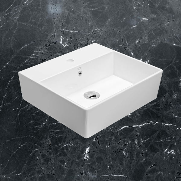 American Standard Heron Square 500 Counter Basin 1 Taphole With Overflow White