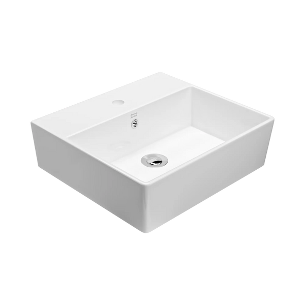 American Standard Heron Square 500 Counter Basin 1 Taphole With Overflow White